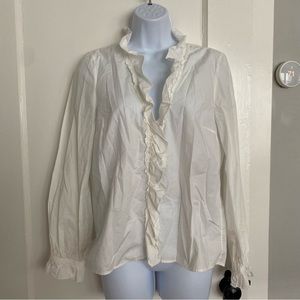 Sezane White Ruffled Blouse Size 36